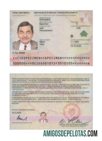 Modelo atual do cartão de identificação tcheco 2020